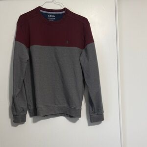 IZOD Men's Maroon and Gray Crewneck Sweater